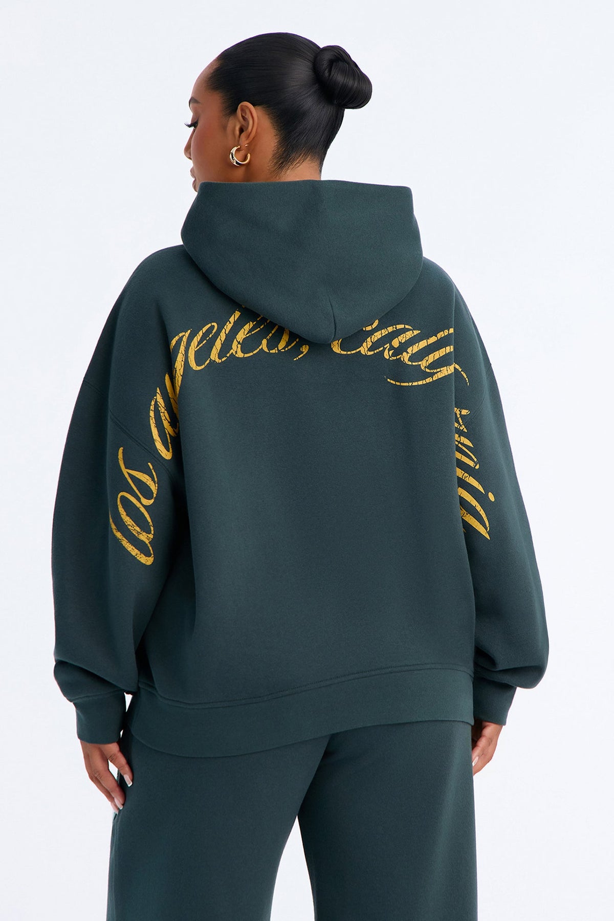 LA Star Washed Oversized Fleece Hoodie - Hunter