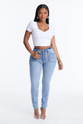 Nequita High Rise Skinny Jeans - Light Blue Wash