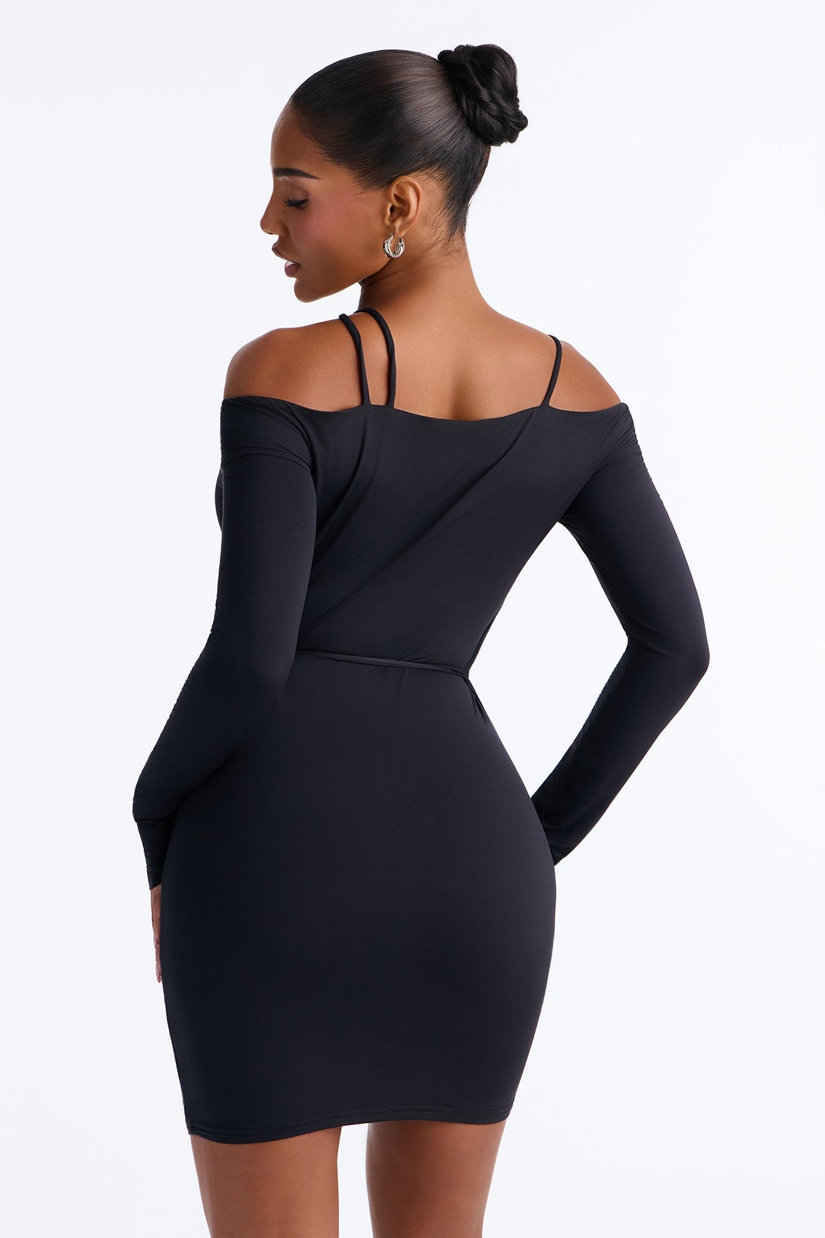 In The Details Strappy Off Shoulder Mini Dress - Black