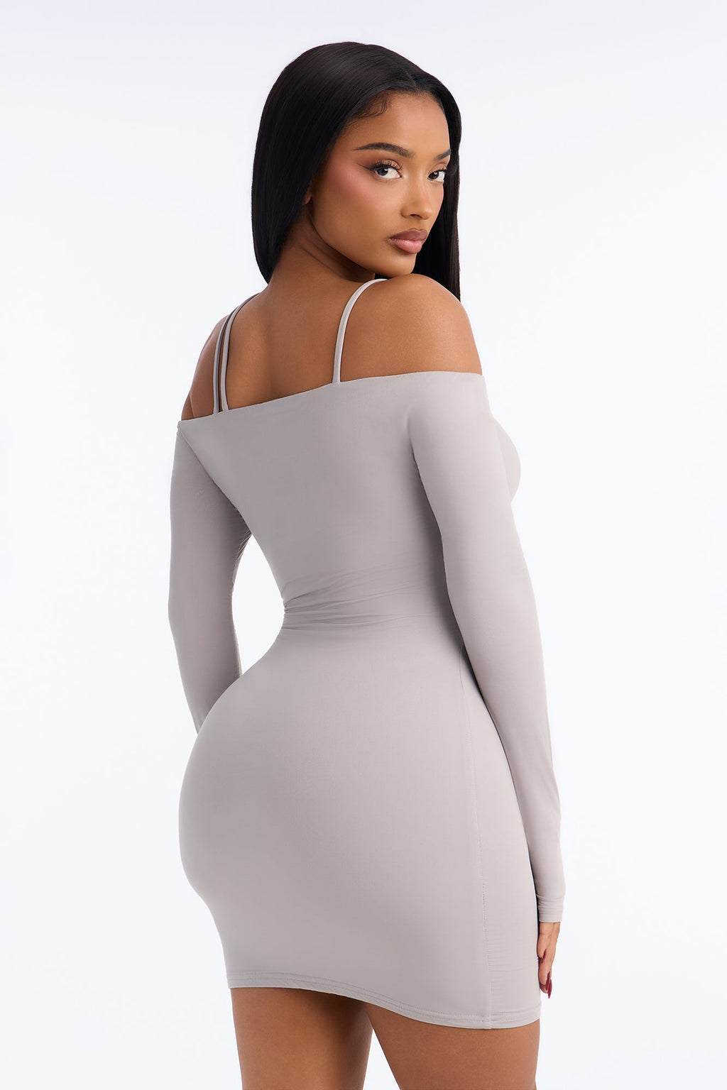 In The Details Strappy Off Shoulder Mini Dress - Stone