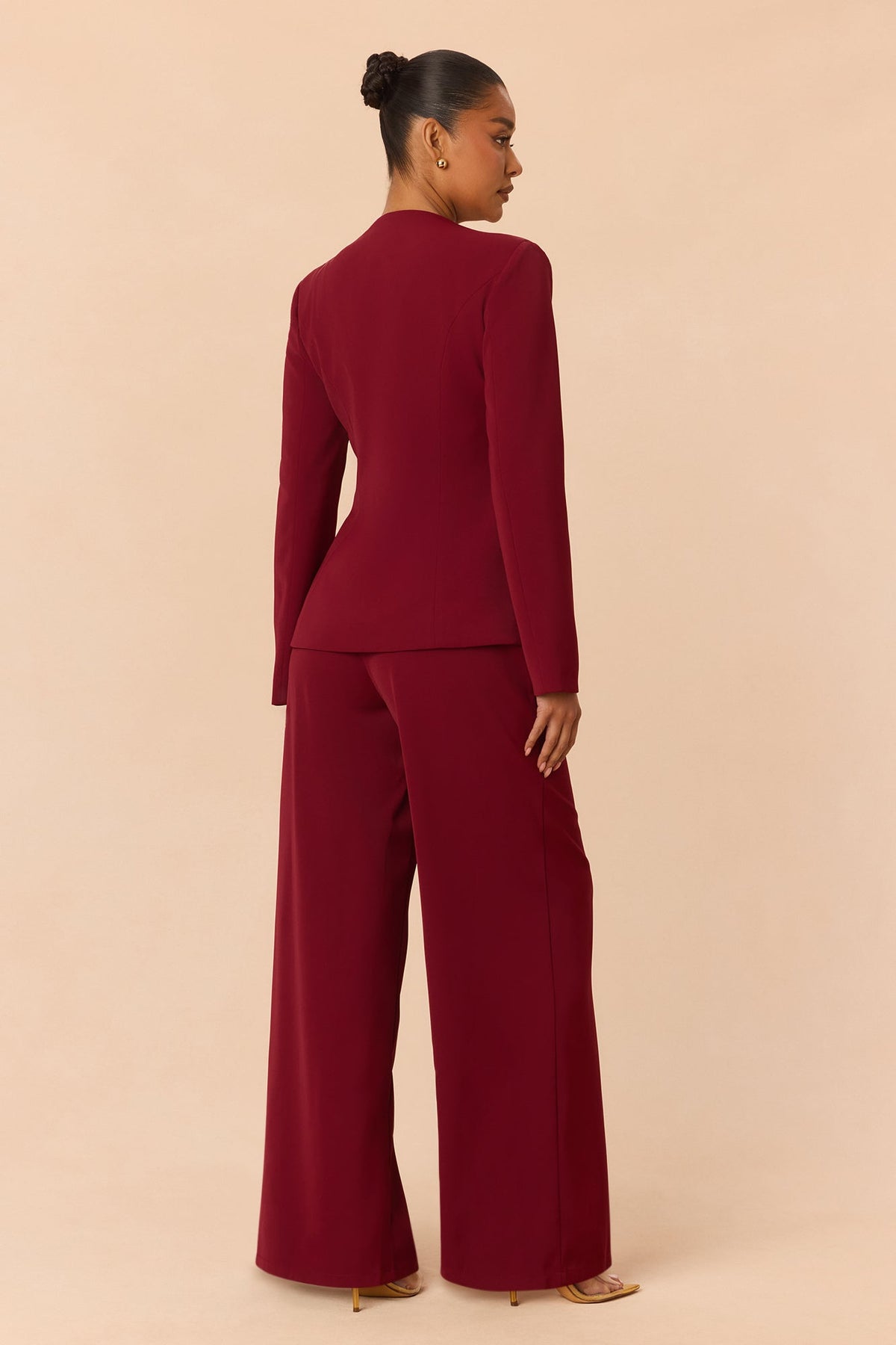 High Expectations Draped Pant Set - Burgundy