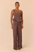 Arden Corset Pant Set - Brown