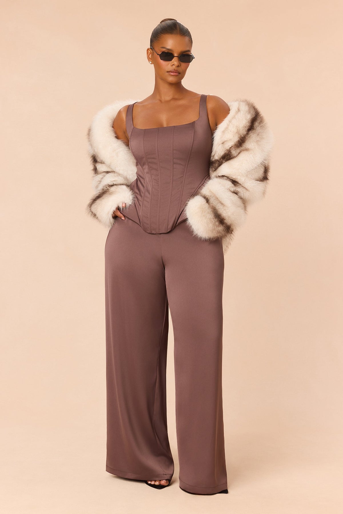 Arden Corset Pant Set - Brown