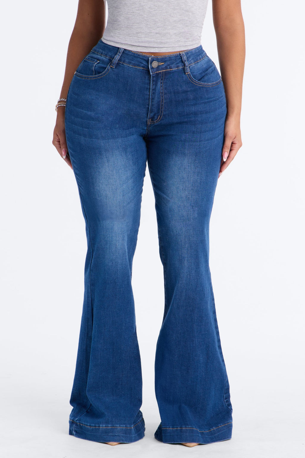 Sitting Pretty High Rise Flare Leg Jeans - Dark Wash