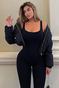 Can't Be Beat Cropped Puffer Jacket - Black