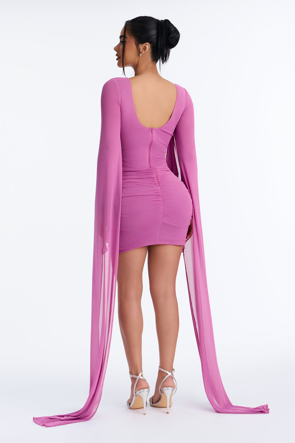 Chloe Cape Mesh Mini Dress - Orchid