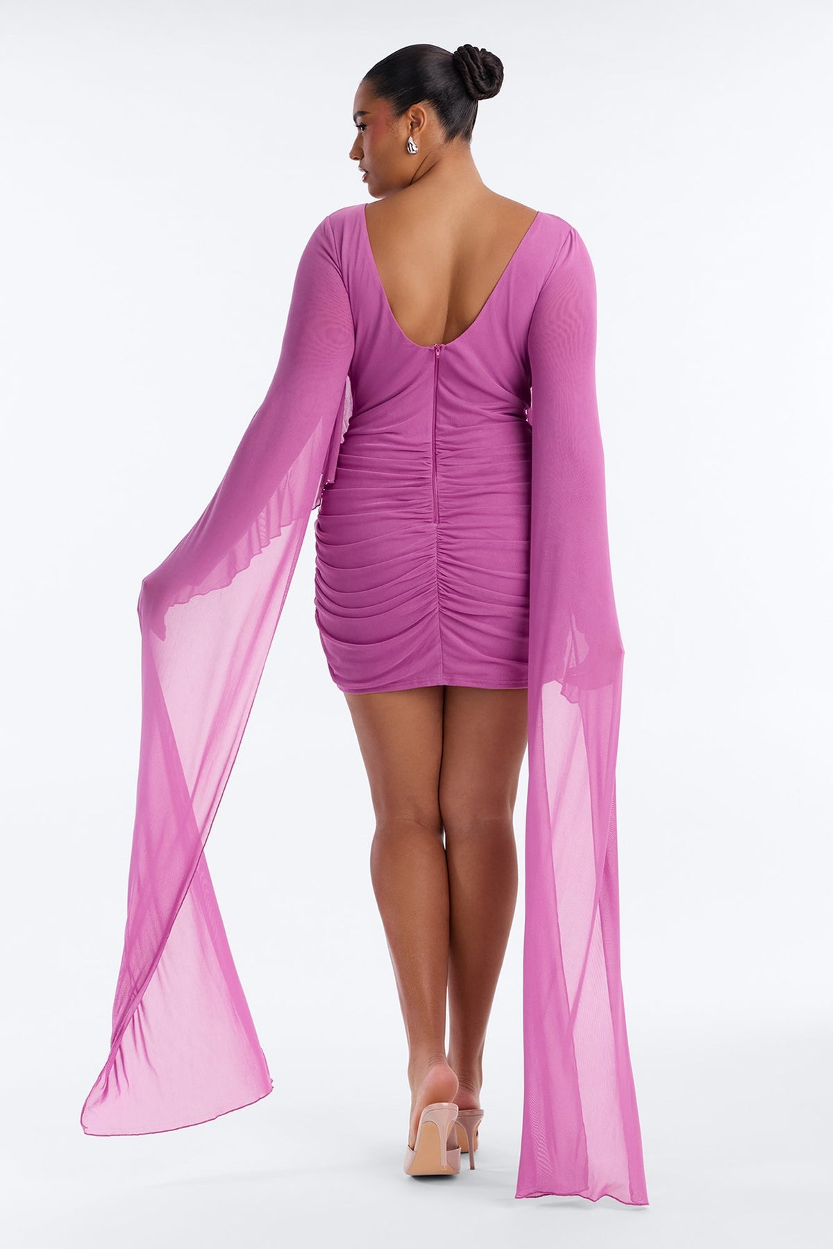 Chloe Cape Mesh Mini Dress - Orchid