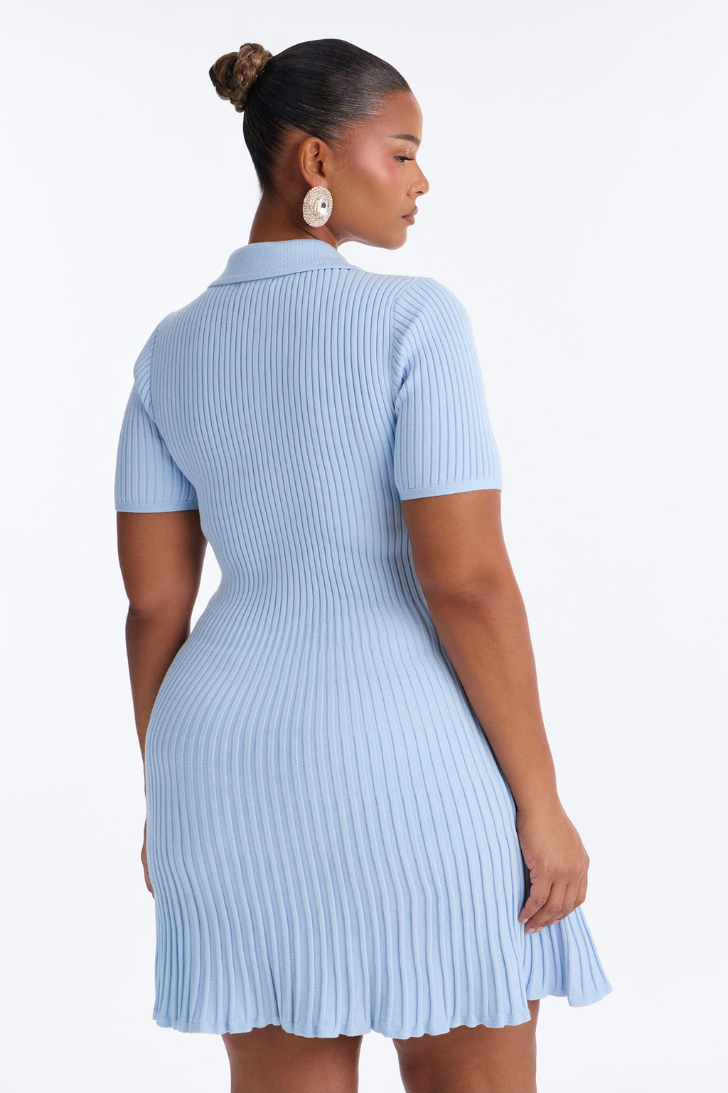Adelina Sweater Mini Dress - Light Blue
