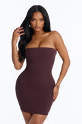 Buenos Aires Snatched Mini Dress - Chocolate