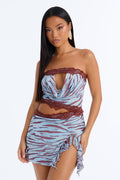 Secret Obsession Lace Trim Mesh Mini Dress - Brown/combo