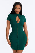 Victoria Snatched Mini Dress - Hunter