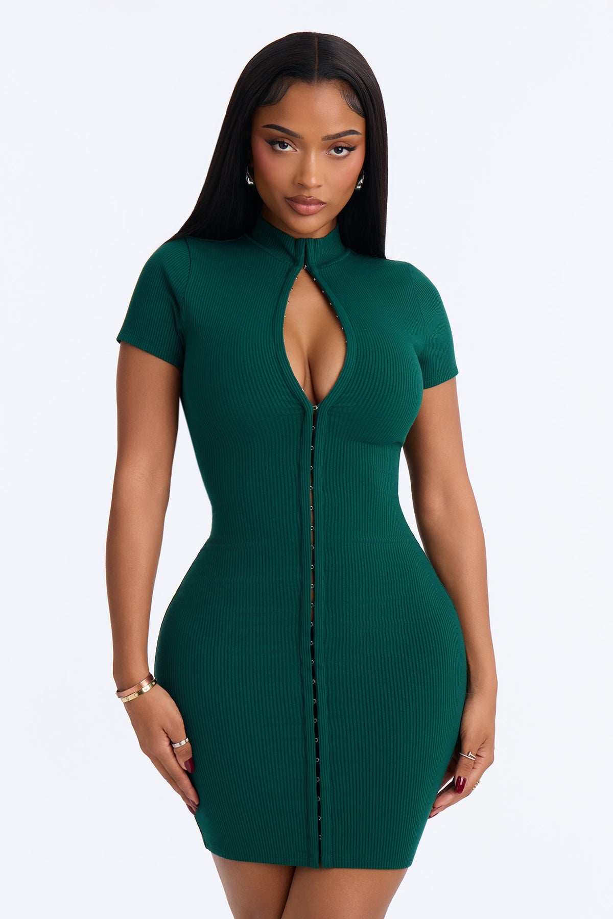 Victoria Snatched Mini Dress - Hunter