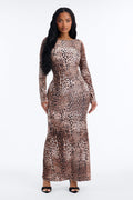 Jayden Velvet Leopard Maxi Dress - Leopard