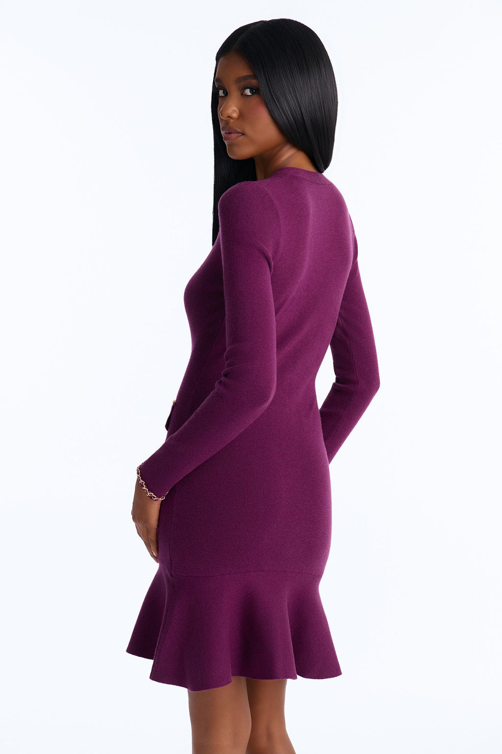 All The Riches Sweater Mini Dress - Plum
