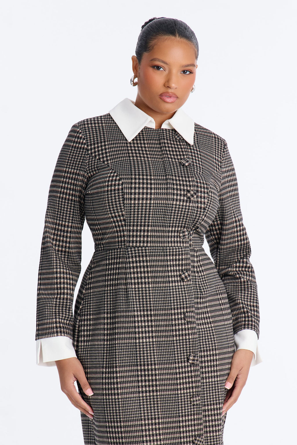 Pay Me In Plaid Blazer Midi Dress - Black/combo