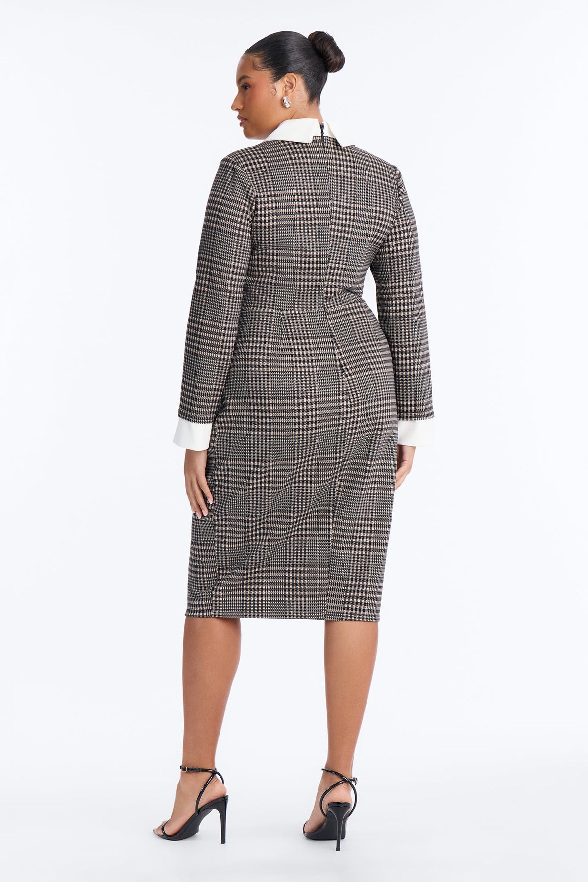 Pay Me In Plaid Blazer Midi Dress - Black/combo