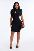 Be Mine Caped Midi Dress - Black