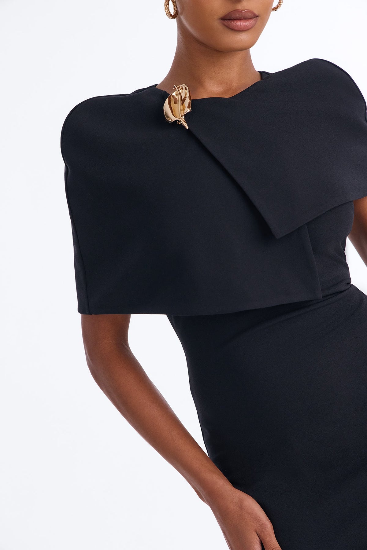 Marilyn Cape Midi Dress Set - Black