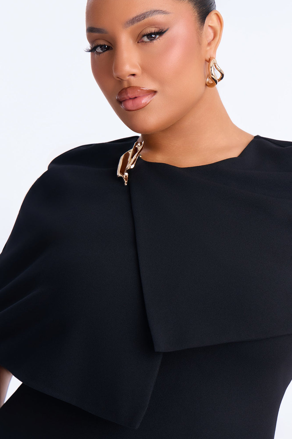 Marilyn Cape Midi Dress Set - Black