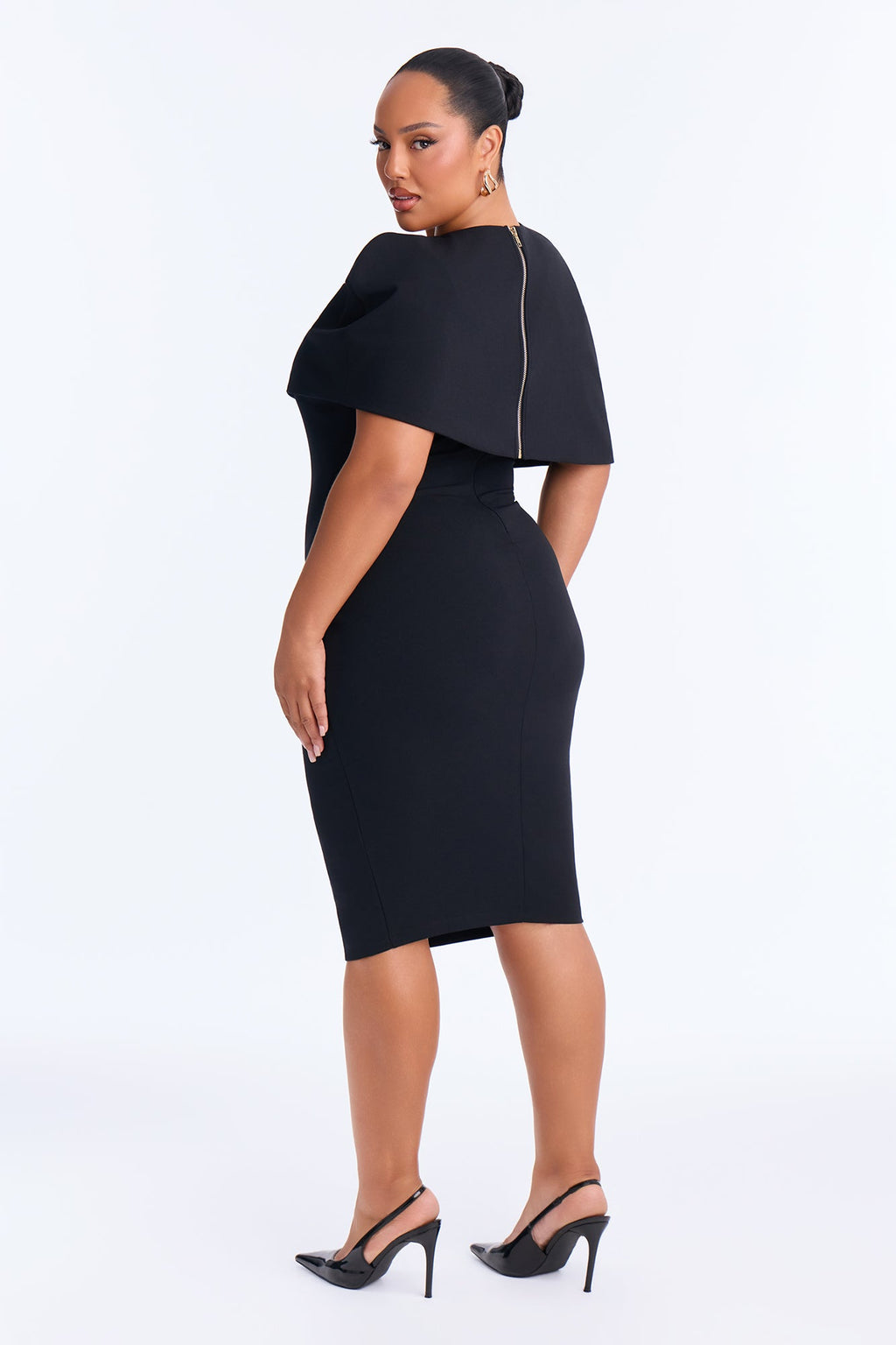Marilyn Cape Midi Dress Set - Black