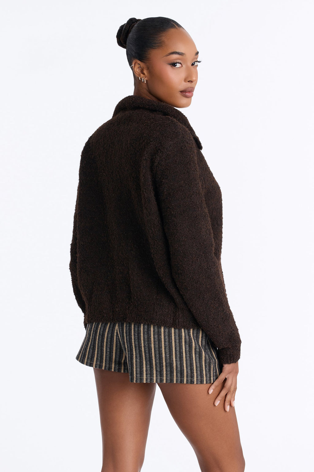 Hazy Love Funnel Neck Cardigan - Chocolate