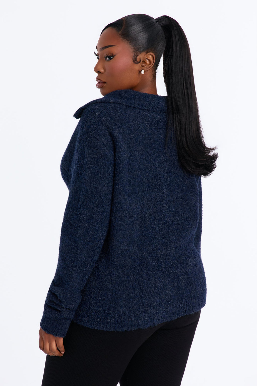 Hazy Love Funnel Neck Cardigan - Navy