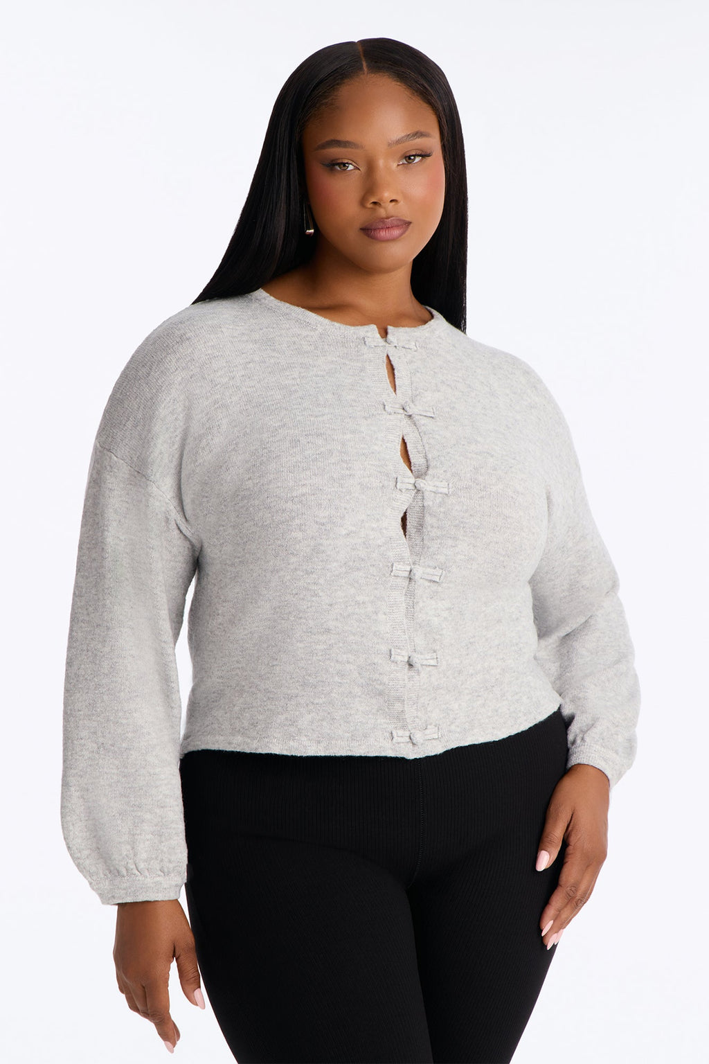 Carmina Novelty Button Up Cardigan - Heather Grey