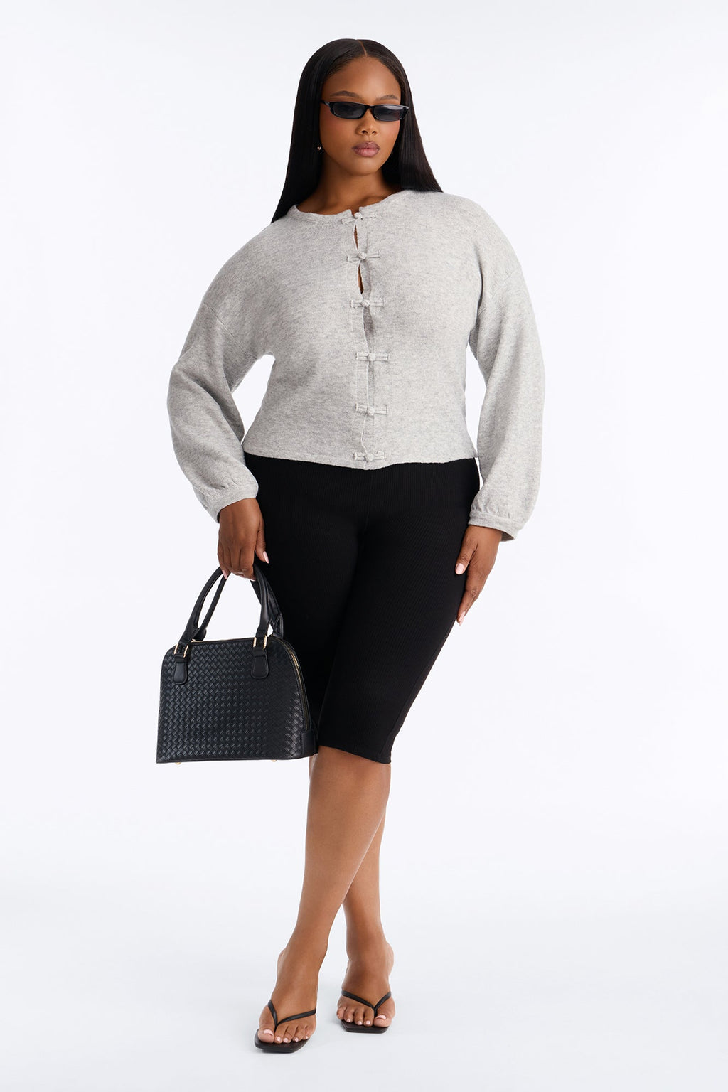 Carmina Novelty Button Up Cardigan - Heather Grey