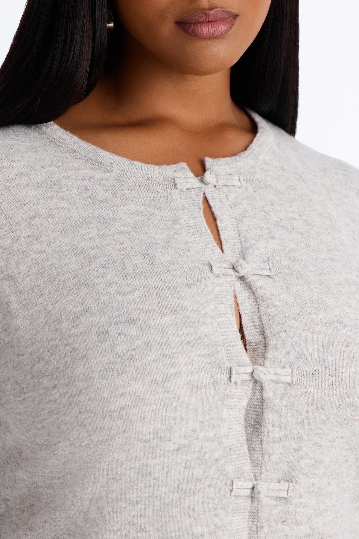 Carmina Novelty Button Up Cardigan - Heather Grey