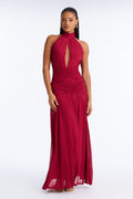 Gia Mesh Drop Waist Maxi Dress - Red