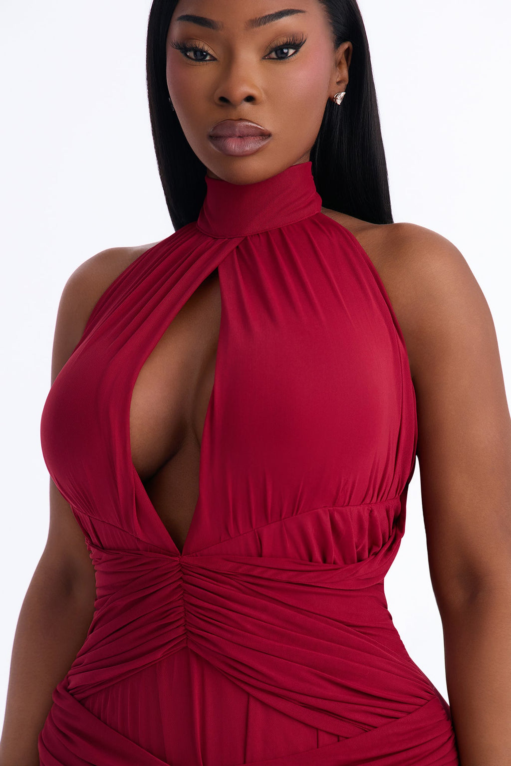 Gia Mesh Drop Waist Maxi Dress - Red