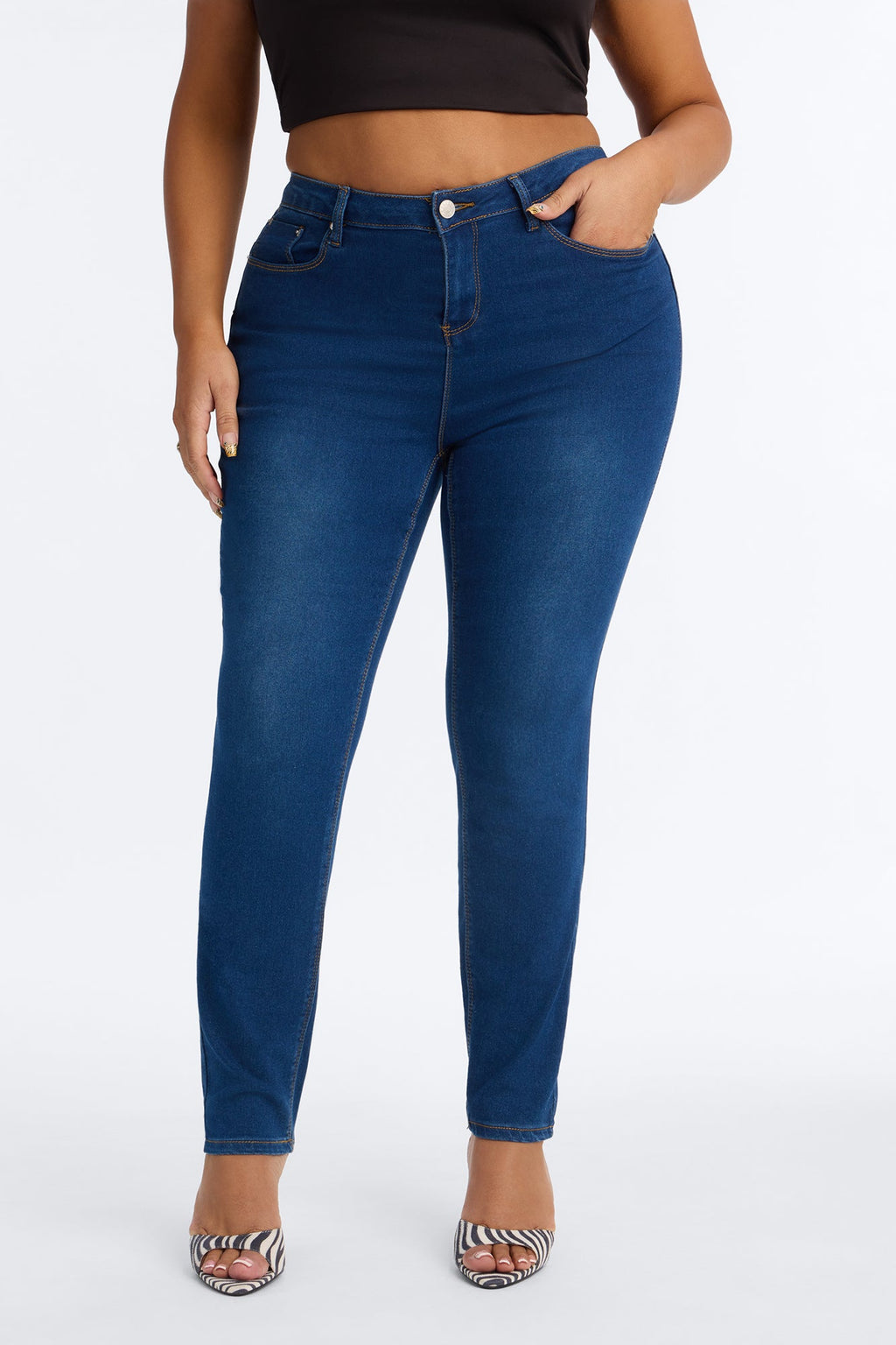 Worth The Hype Stretch High Rise Skinny Jeans - Dark Wash