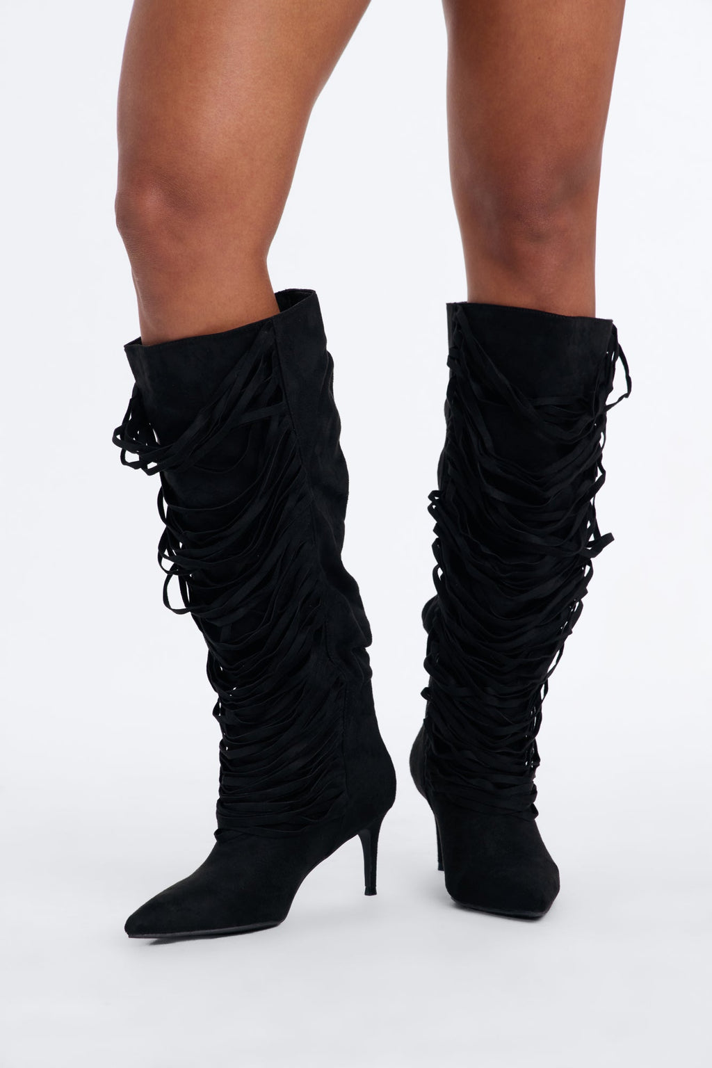 Drape Around Heeled Boots - Black