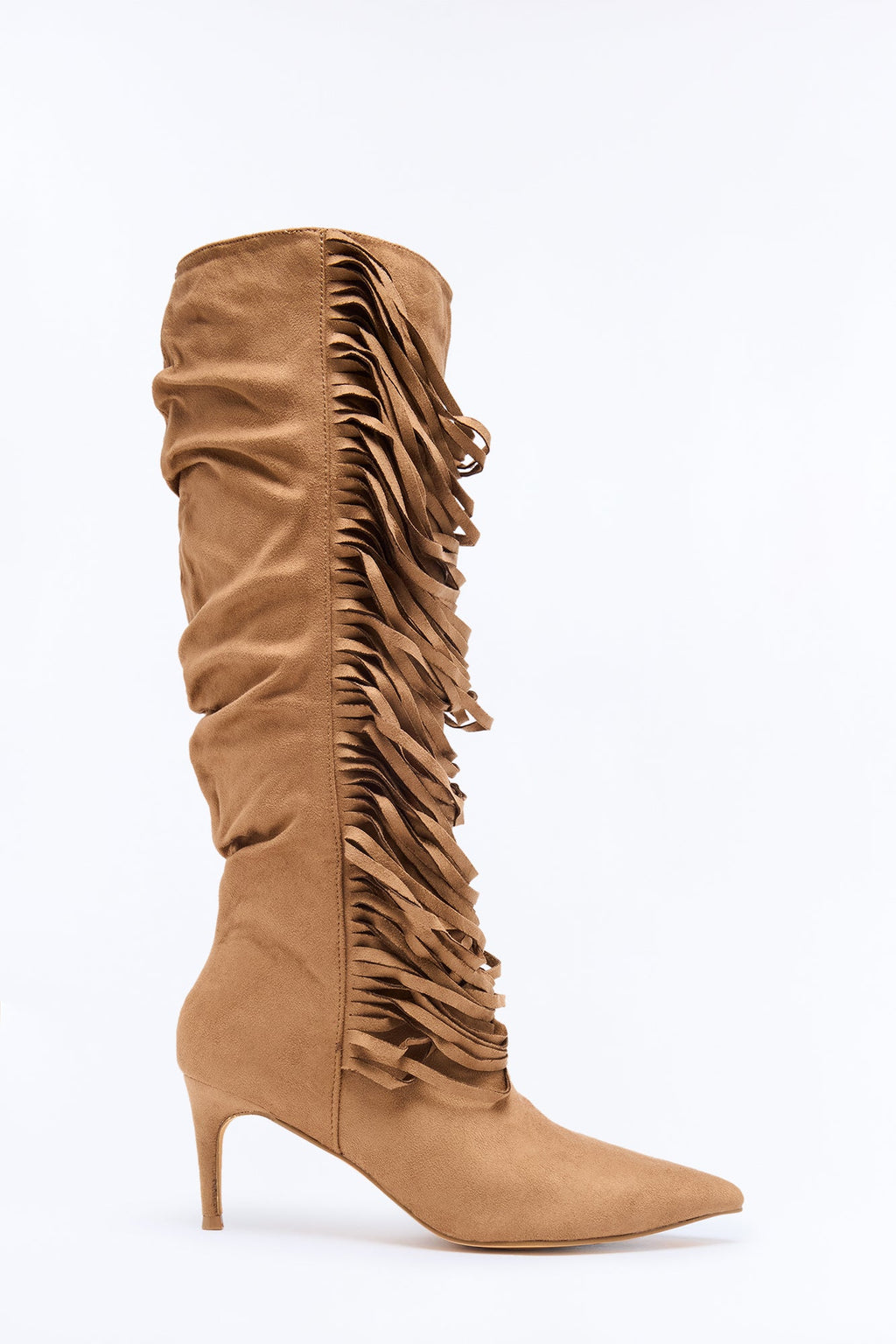Drape Around Heeled Boots - Taupe