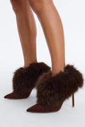 Dynamic Duo Fur Heeled Booties - Chocolate