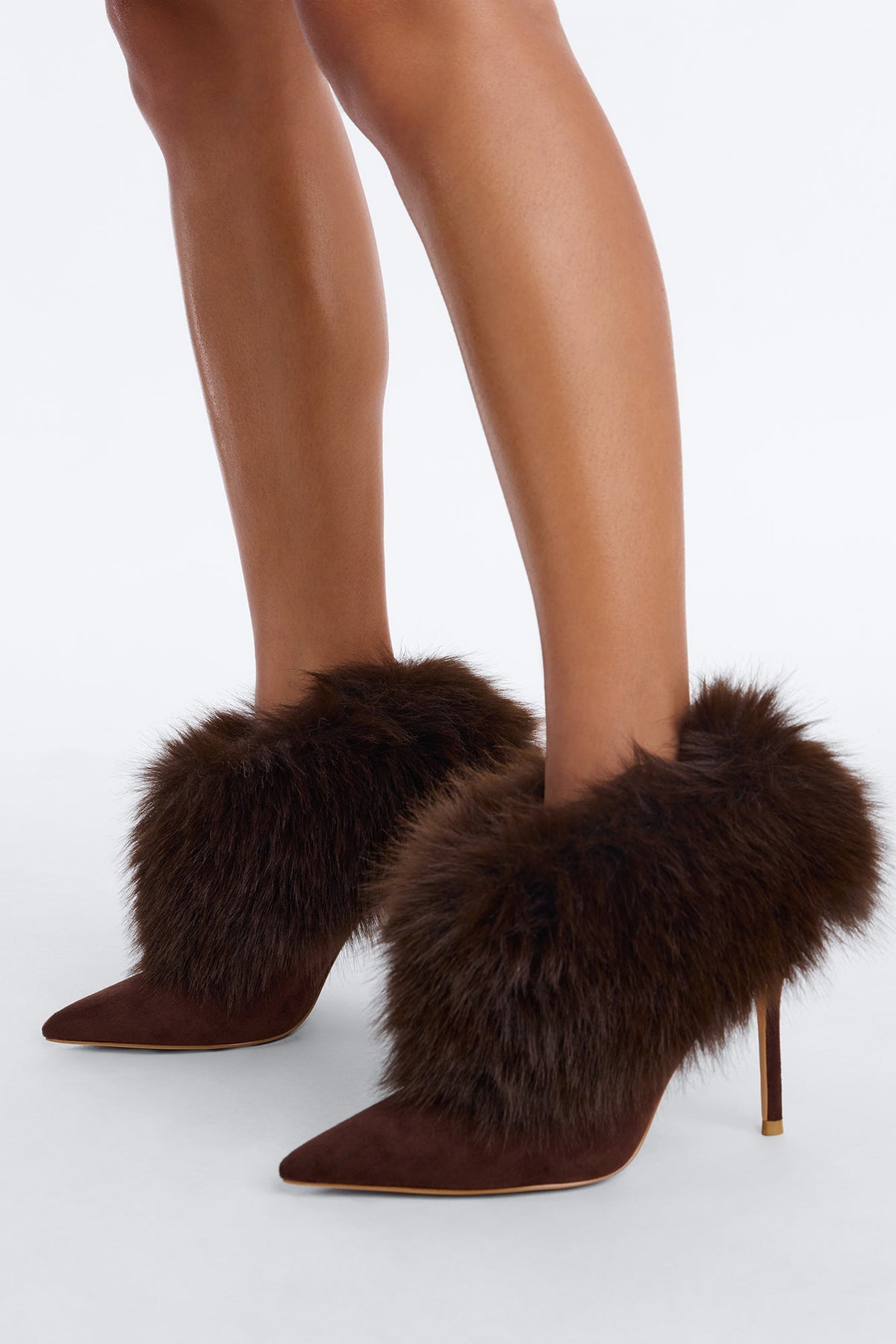 Dynamic Duo Fur Heeled Booties - Chocolate