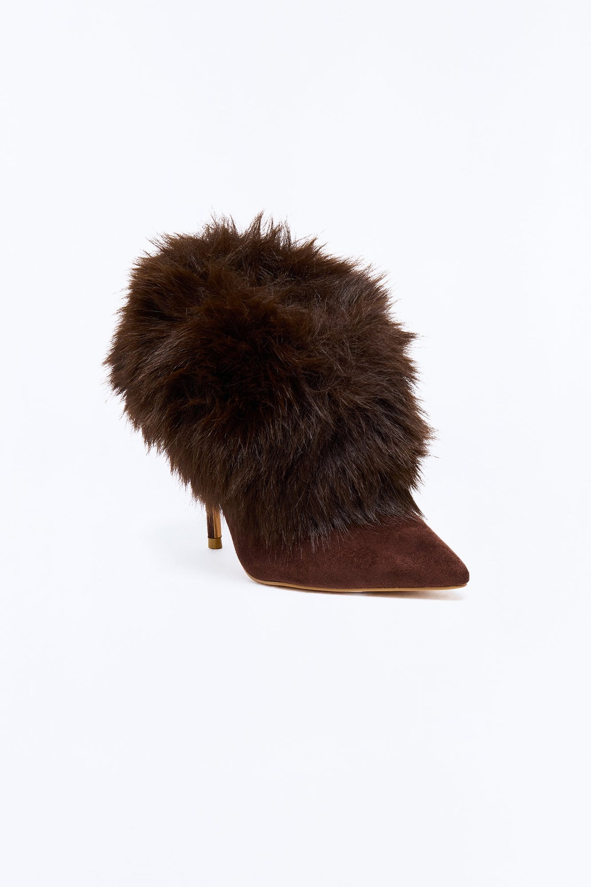 Dynamic Duo Fur Heeled Booties - Chocolate