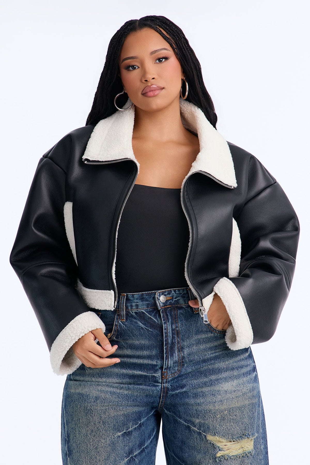 Nights Out Faux Leather Jacket - Black