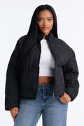 Basically Essential Zip Up Puffer Jacket - Black