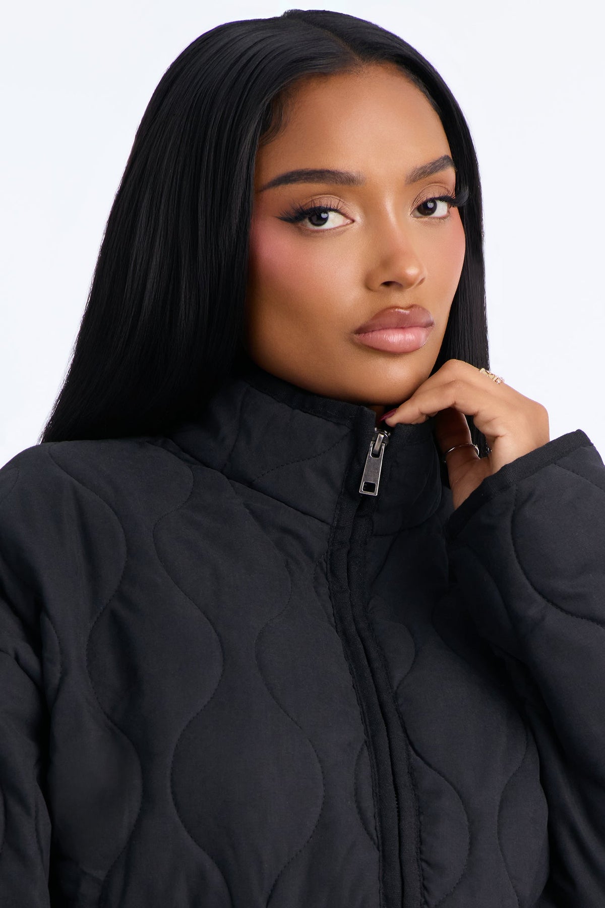 Basically Essential Zip Up Puffer Jacket - Black