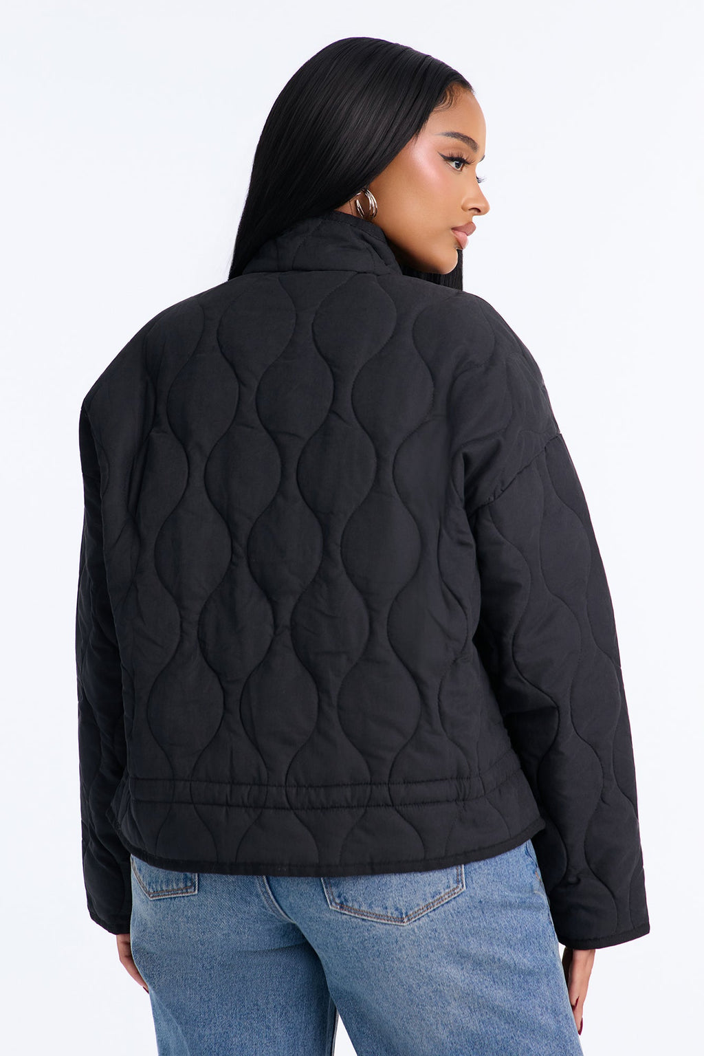Basically Essential Zip Up Puffer Jacket - Black