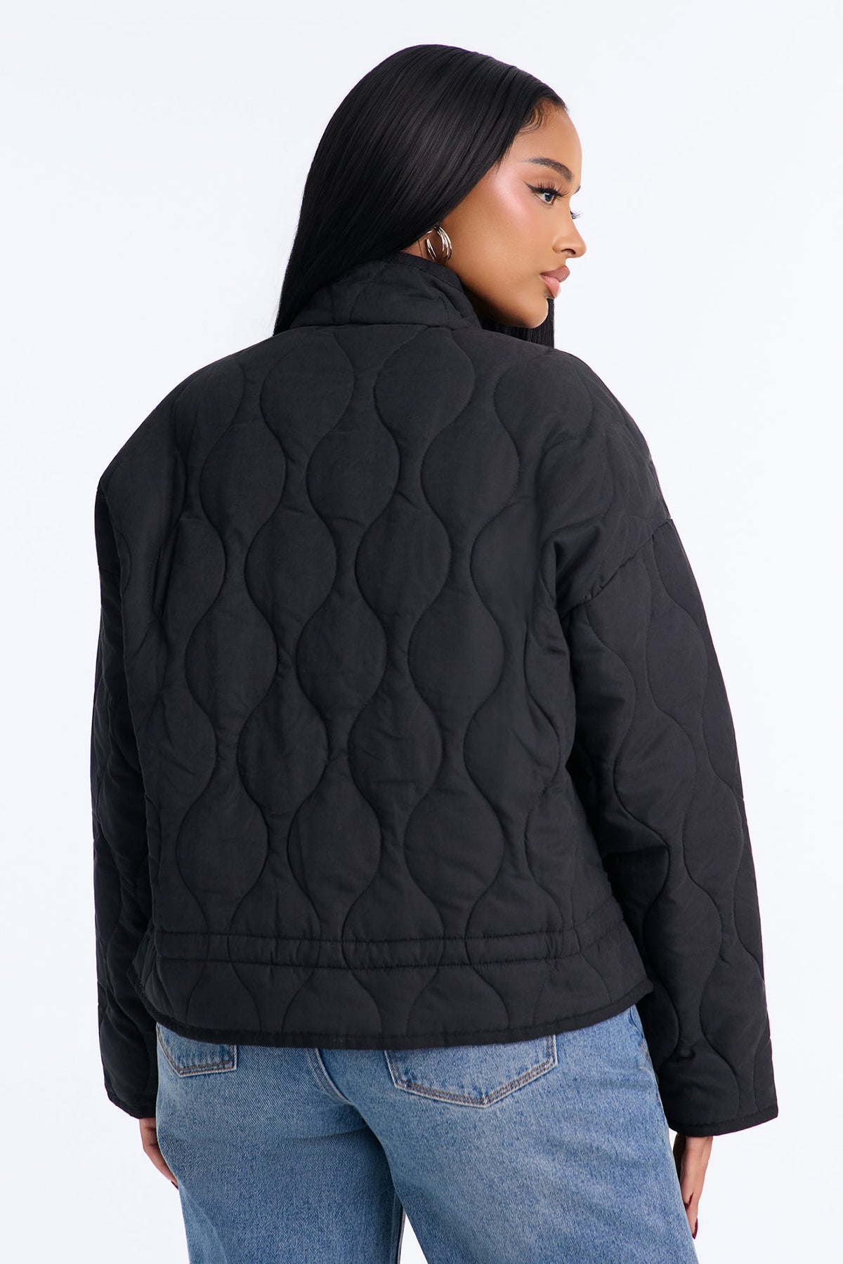 Basically Essential Zip Up Puffer Jacket - Black