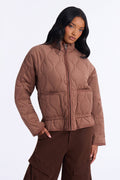 Basically Essential Zip Up Puffer Jacket - Chestnut