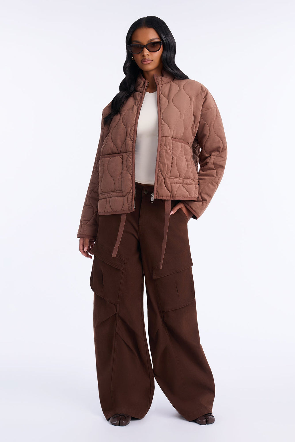Basically Essential Zip Up Puffer Jacket - Chestnut