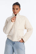 Basically Essential Zip Up Puffer Jacket - Cream