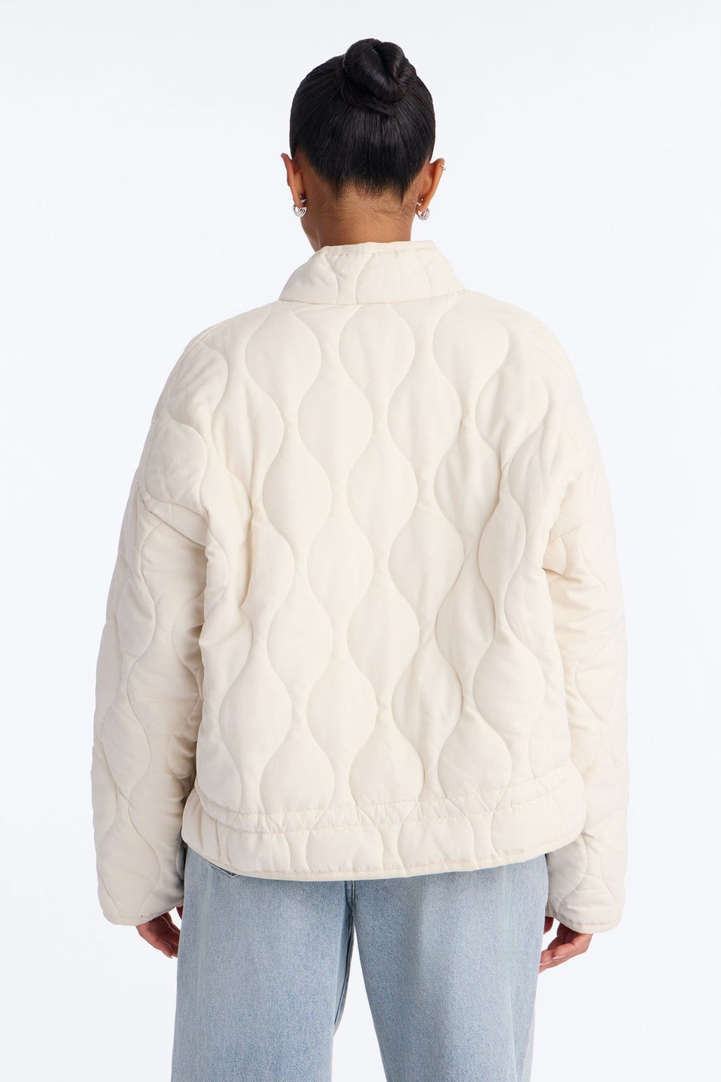 Basically Essential Zip Up Puffer Jacket - Cream