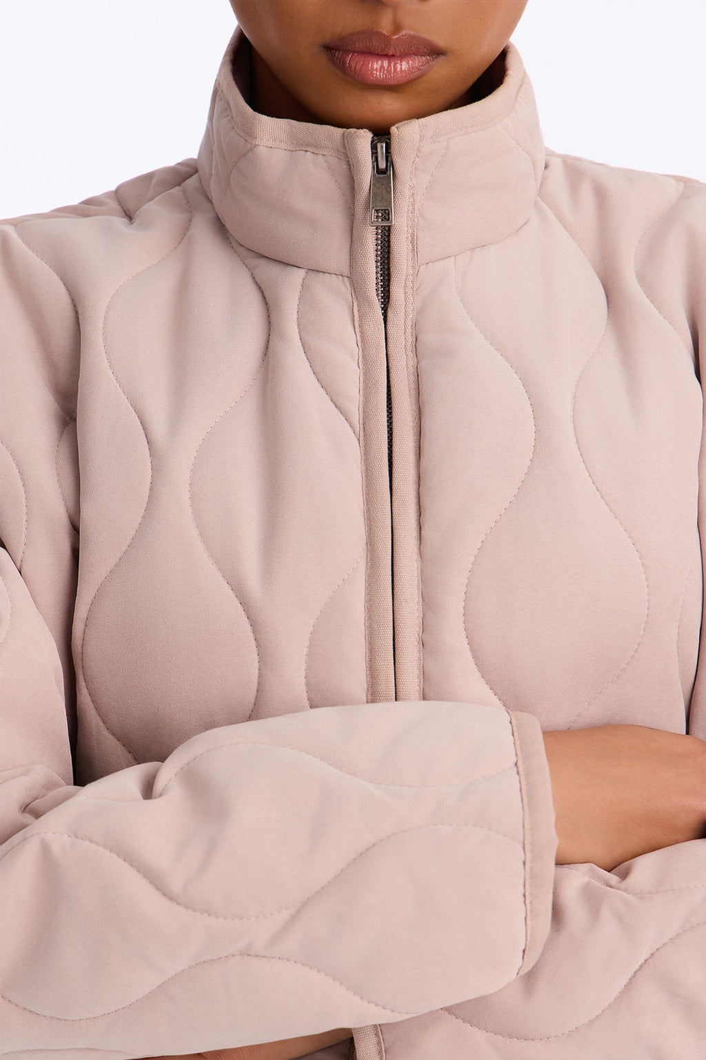 Basically Essential Zip Up Puffer Jacket - Taupe