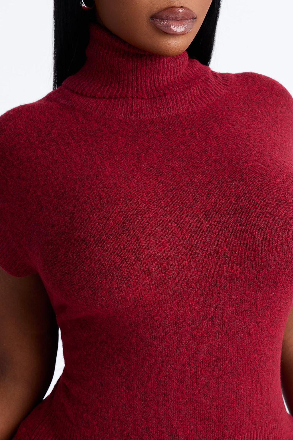 Hazel Turtle Neck Sweater Mini Dress - Burgundy