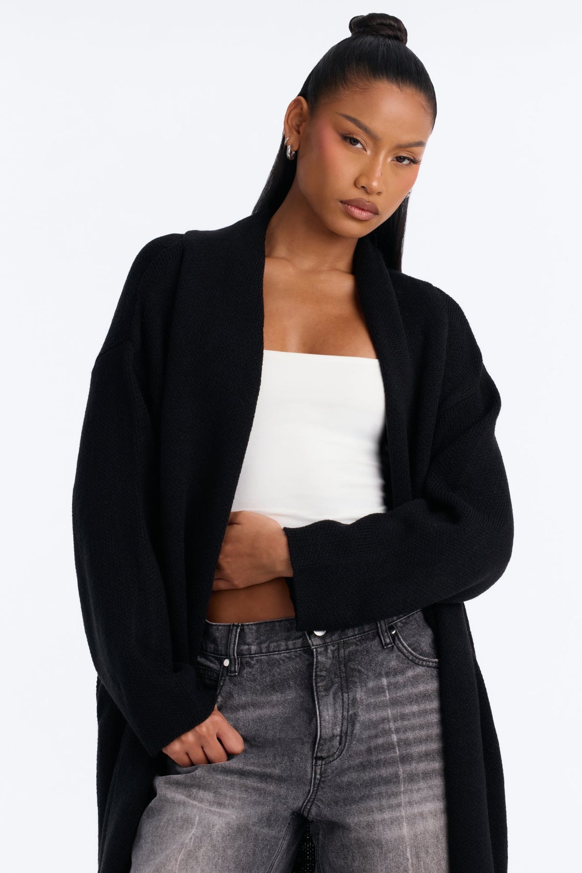 Made For You Long Cardigan - Black
