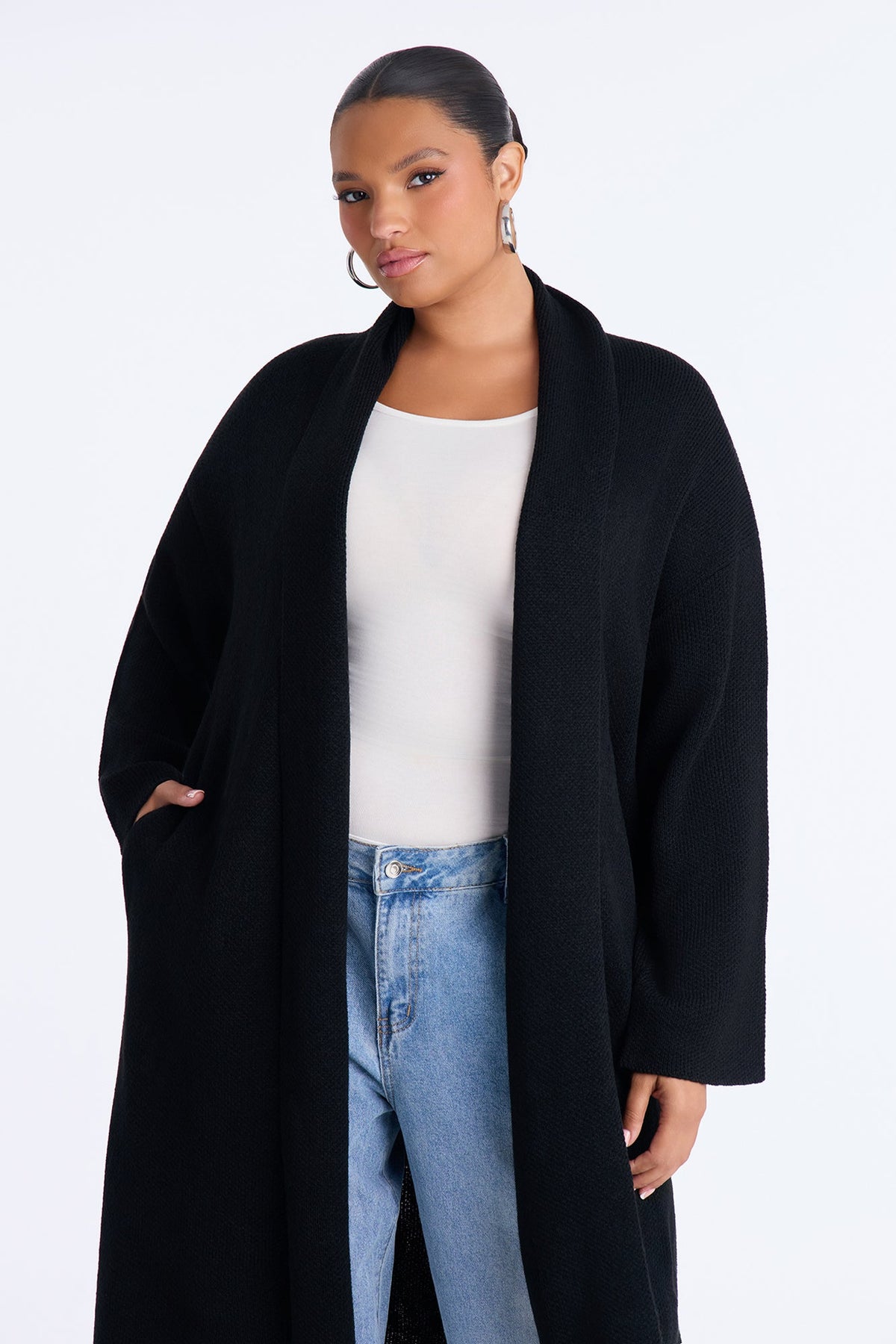 Made For You Long Cardigan - Black